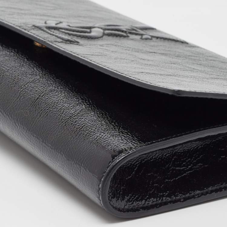 Pre Owned Yves Saint Laurent Black Patent Leather Belle De Jour Flap Clutch