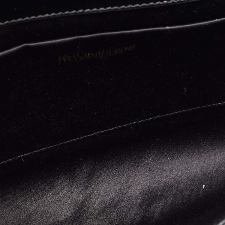 Pre Owned Yves Saint Laurent Black Patent Leather Belle De Jour Flap Clutch