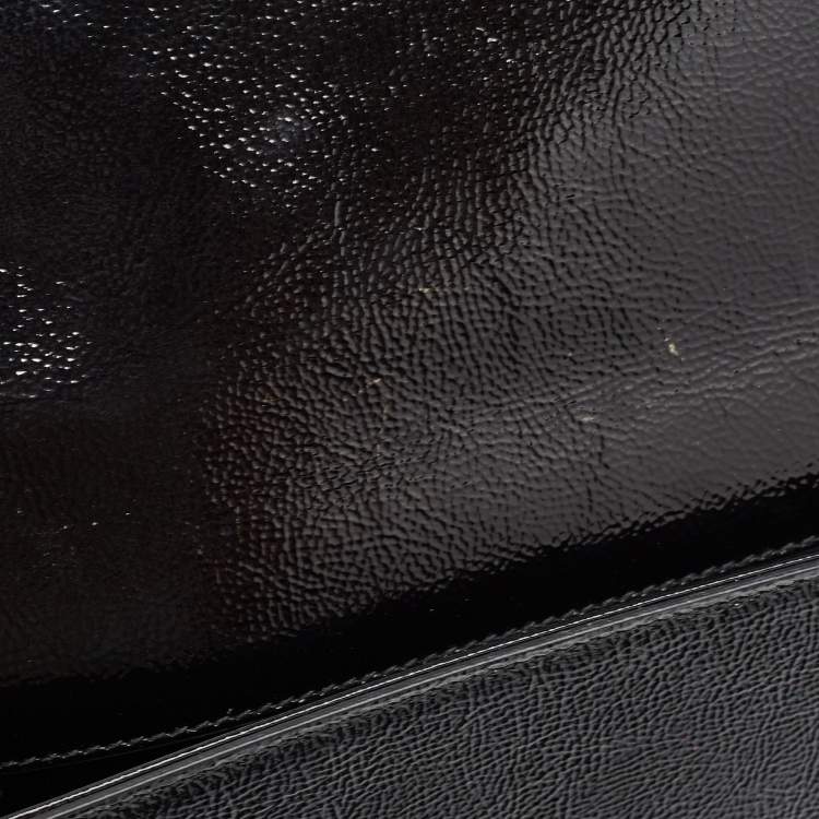 Pre Owned Yves Saint Laurent Black Patent Leather Belle De Jour Flap Clutch