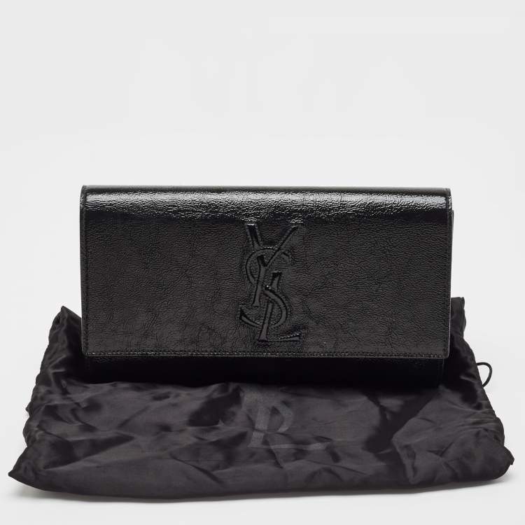 Pre Owned Yves Saint Laurent Black Patent Leather Belle De Jour Flap Clutch