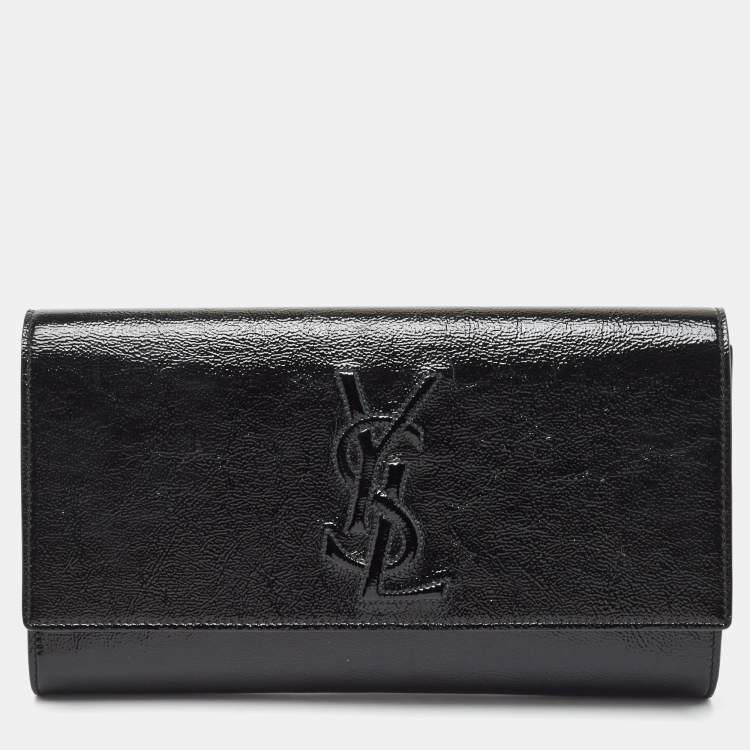 Pre Owned Yves Saint Laurent Black Patent Leather Belle De Jour Flap Clutch