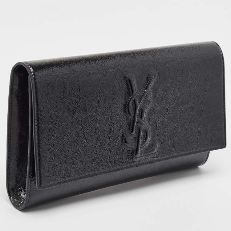 Pre Owned Yves Saint Laurent Black Patent Leather Belle De Jour Flap Clutch