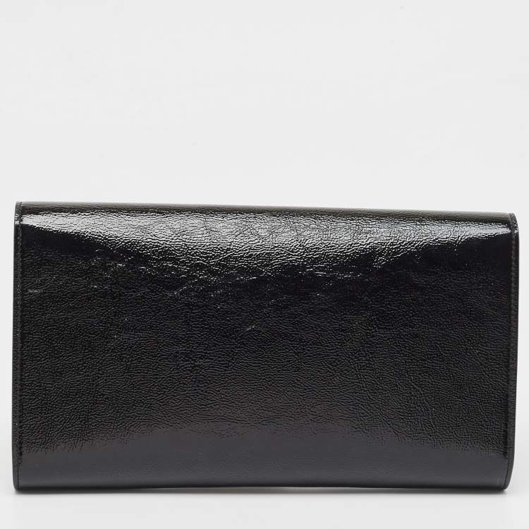 Pre Owned Yves Saint Laurent Black Patent Leather Belle De Jour Flap Clutch