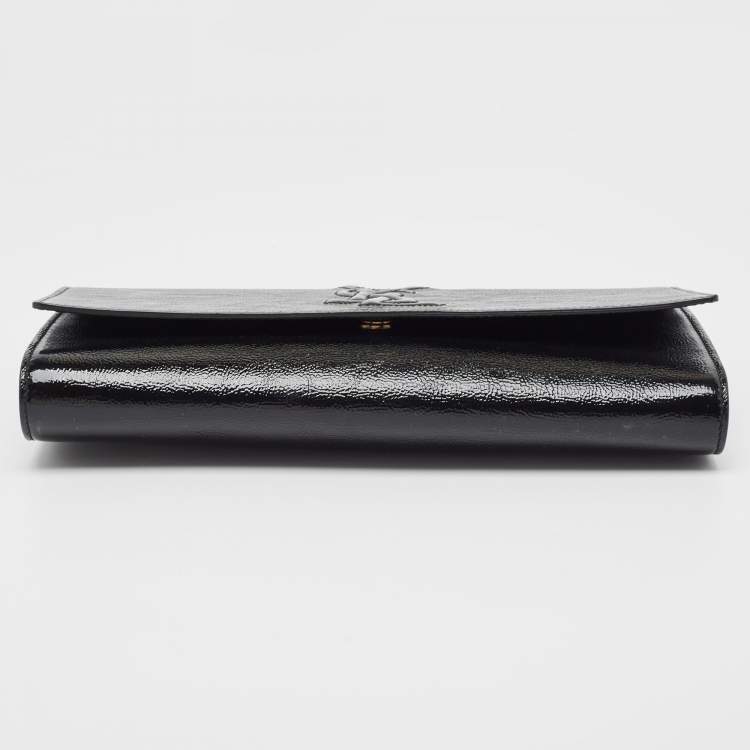 Pre Owned Yves Saint Laurent Black Patent Leather Belle De Jour Flap Clutch