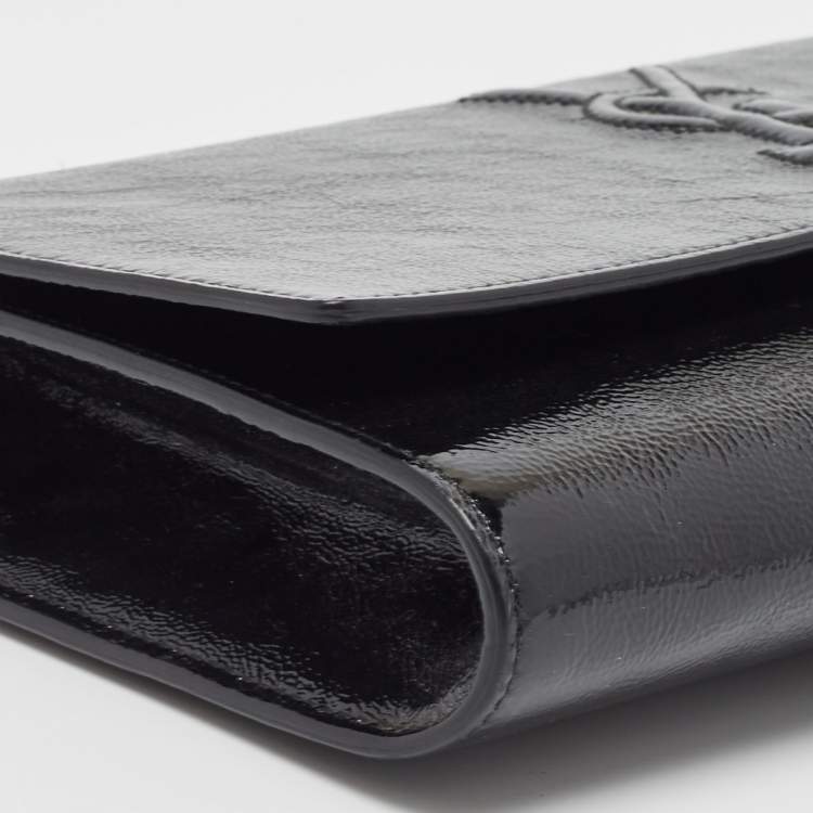 Pre Owned Yves Saint Laurent Black Patent Leather Belle De Jour Flap Clutch