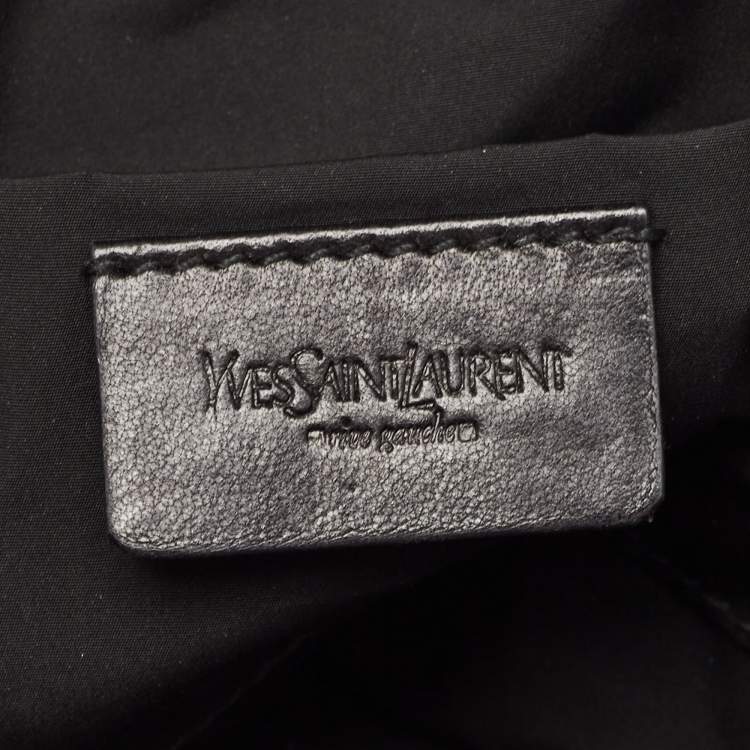 Pre Owned Yves Saint Laurent Silver Leather Y Mail Mini Bag