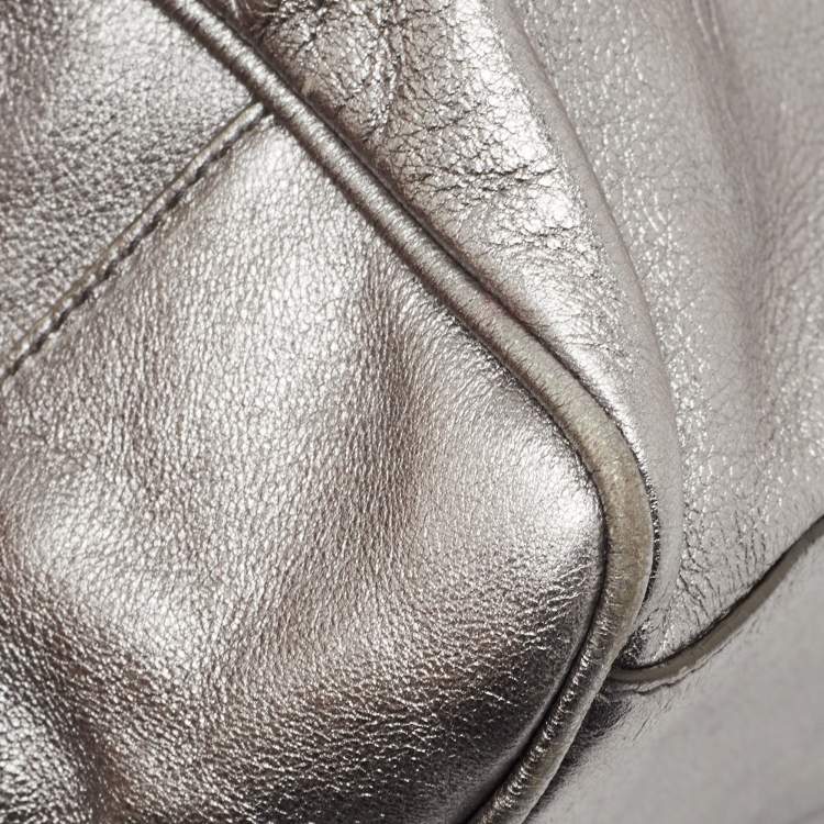 Pre Owned Yves Saint Laurent Silver Leather Y Mail Mini Bag