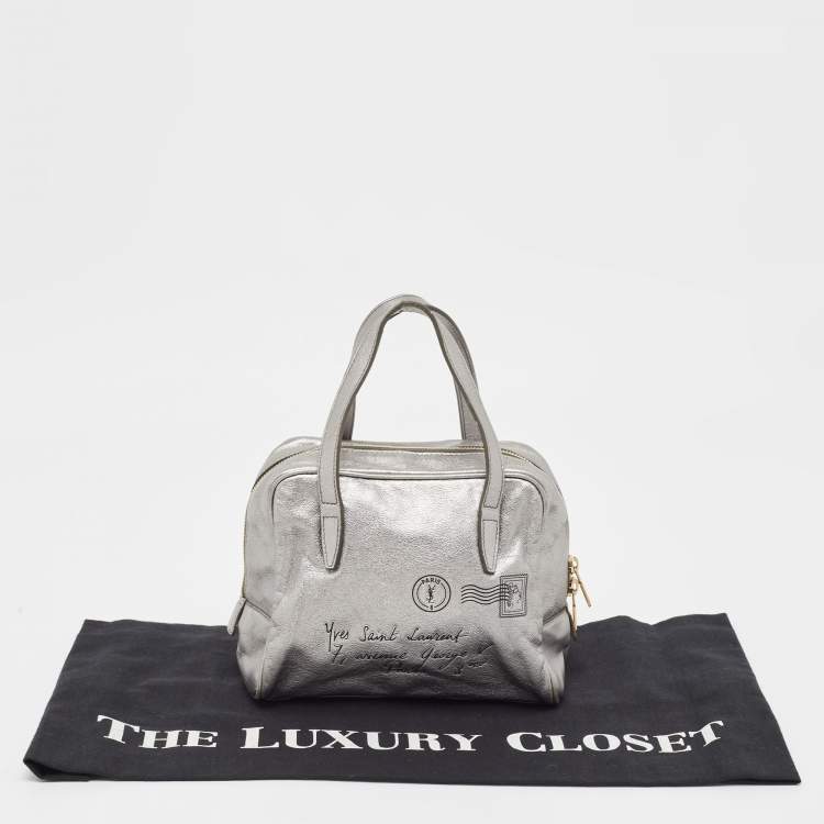 Pre Owned Yves Saint Laurent Silver Leather Y Mail Mini Bag