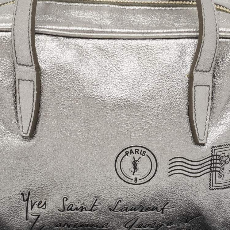 Pre Owned Yves Saint Laurent Silver Leather Y Mail Mini Bag