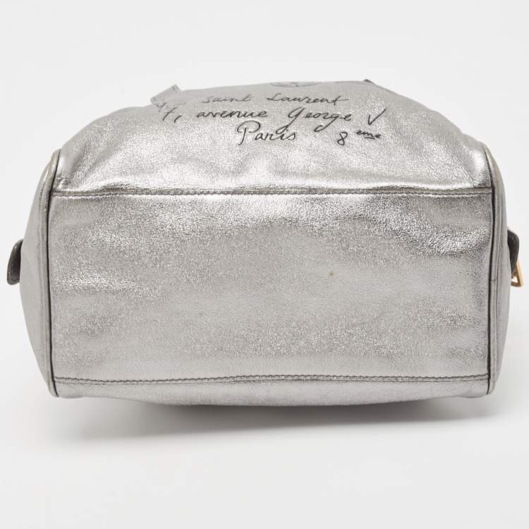 Pre Owned Yves Saint Laurent Silver Leather Y Mail Mini Bag