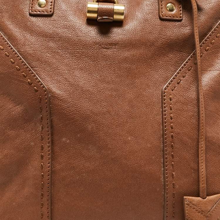 Pre Owned Yves Saint Laurent Brown Leather Oversized Muse Bag