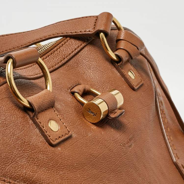 Pre Owned Yves Saint Laurent Brown Leather Oversized Muse Bag