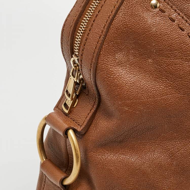 Pre Owned Yves Saint Laurent Brown Leather Oversized Muse Bag