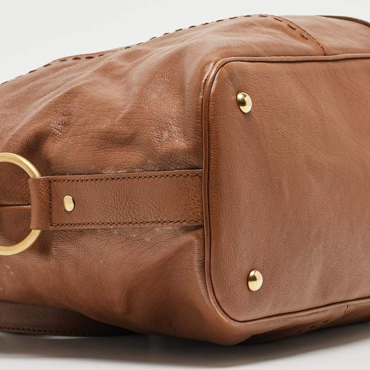 Pre Owned Yves Saint Laurent Brown Leather Oversized Muse Bag