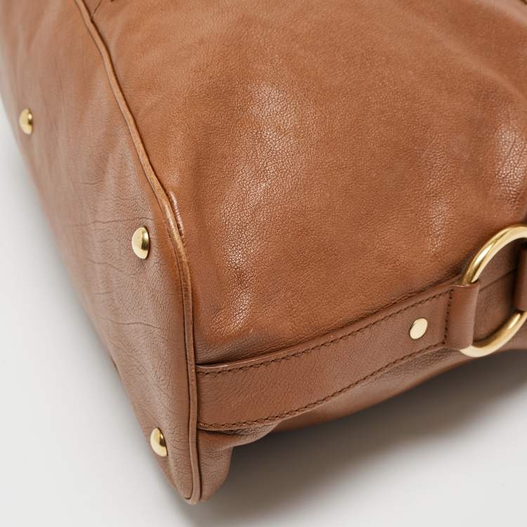 Pre Owned Yves Saint Laurent Brown Leather Oversized Muse Bag