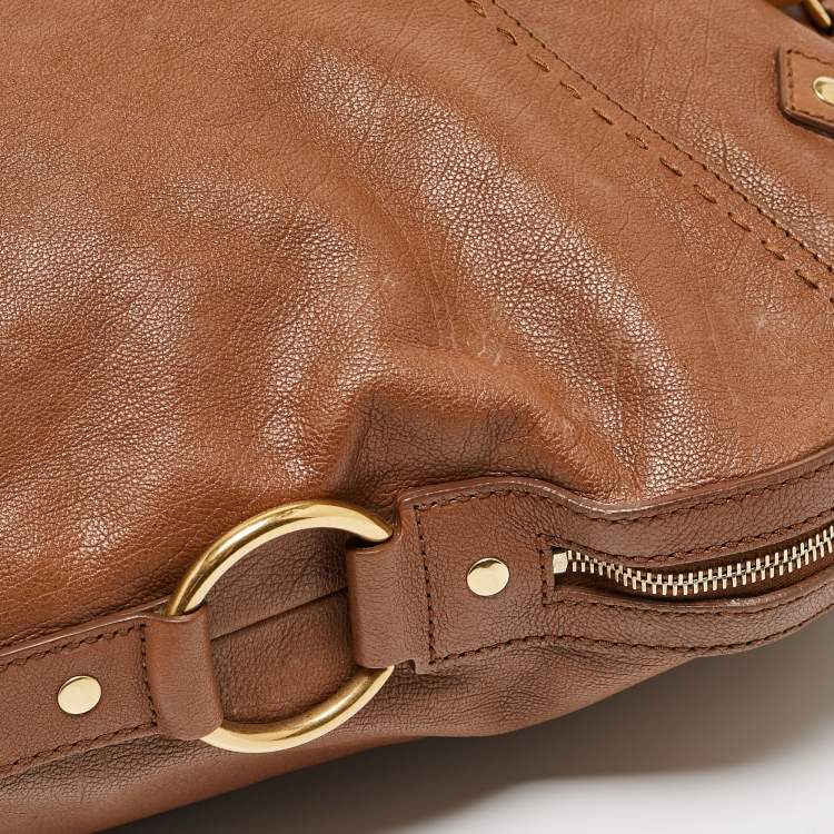 Pre Owned Yves Saint Laurent Brown Leather Oversized Muse Bag