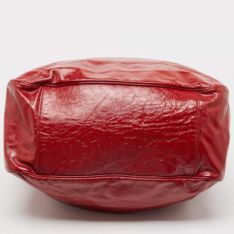 Pre Owned Yves Saint Laurent Red Patent Leather Roady Hobo