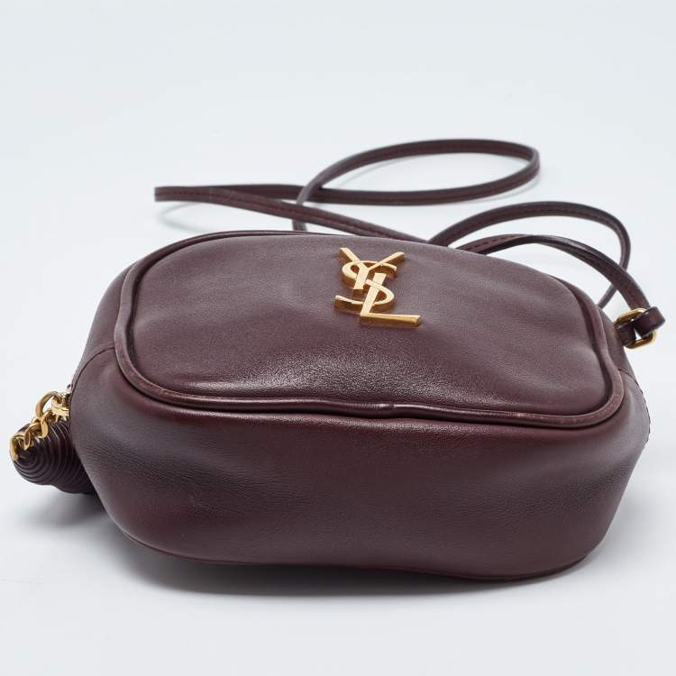 Pre Owned Saint Laurent Burgundy Leather Blogger Crossbody Bag
