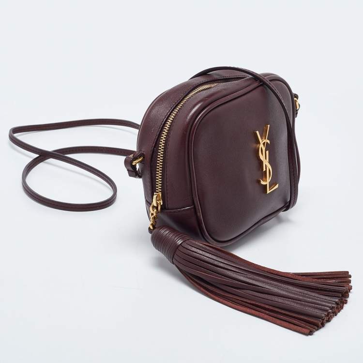 Pre Owned Saint Laurent Burgundy Leather Blogger Crossbody Bag