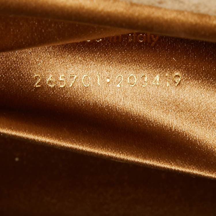 Pre Owned Yves Saint Laurent Gold Patent Y Line Flap Clutch