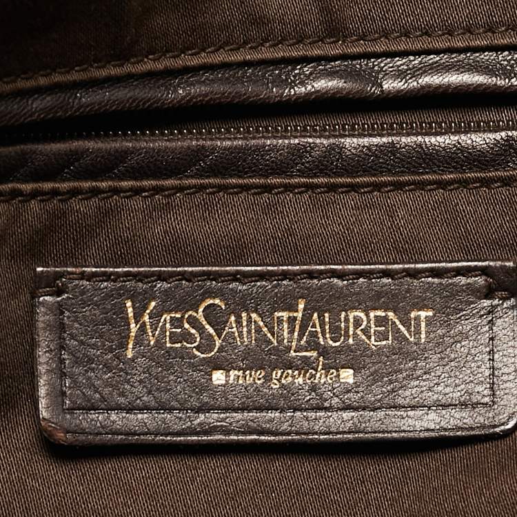 Pre Owned Yves Saint Laurent Choco Brown Patent Leather Oversized Muse Bag