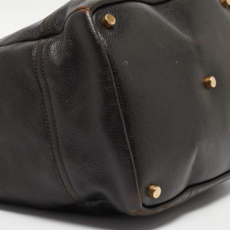 Pre Owned Yves Saint Laurent Choco Brown Leather Overseas Bucket Bag