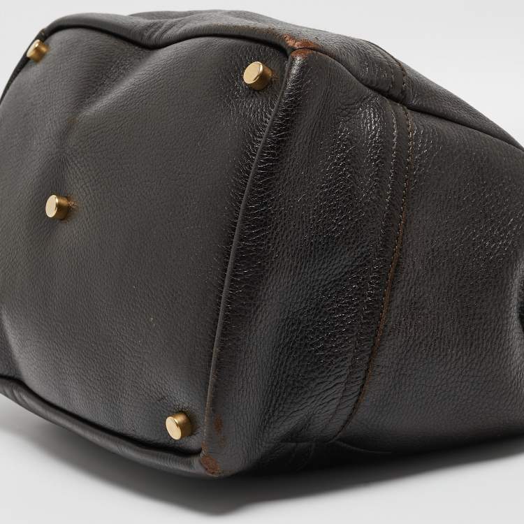 Pre Owned Yves Saint Laurent Choco Brown Leather Overseas Bucket Bag