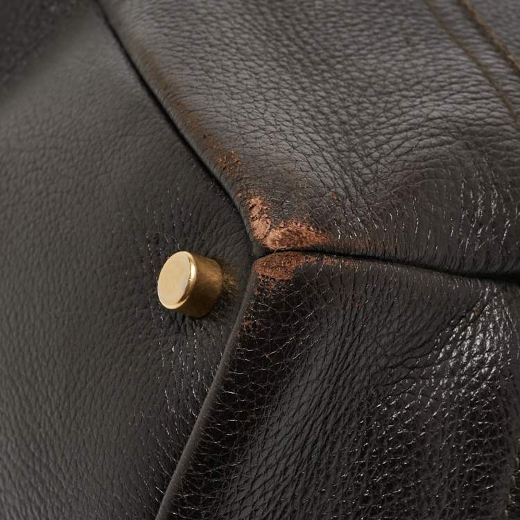 Pre Owned Yves Saint Laurent Choco Brown Leather Overseas Bucket Bag