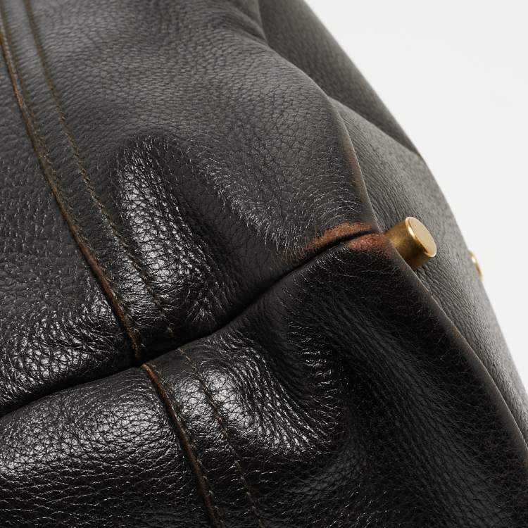 Pre Owned Yves Saint Laurent Choco Brown Leather Overseas Bucket Bag