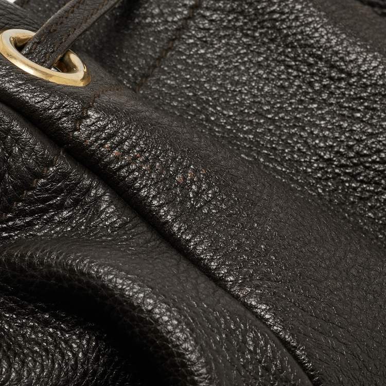 Pre Owned Yves Saint Laurent Choco Brown Leather Overseas Bucket Bag
