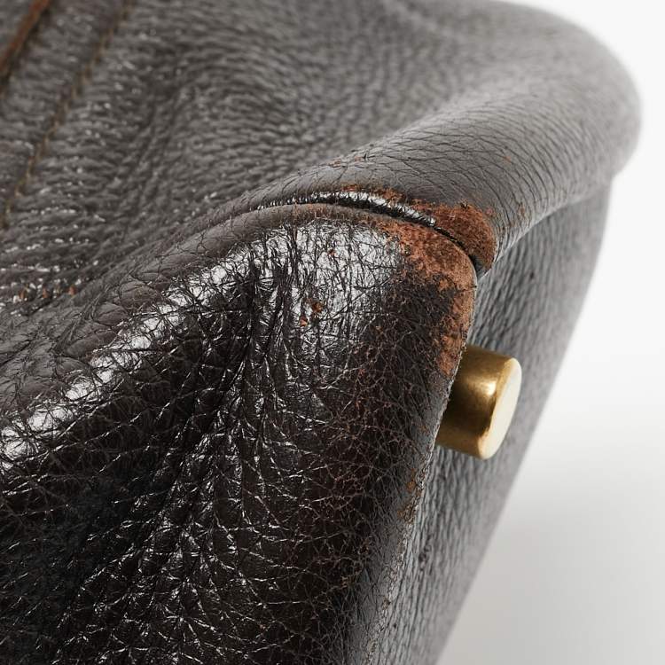 Pre Owned Yves Saint Laurent Choco Brown Leather Overseas Bucket Bag