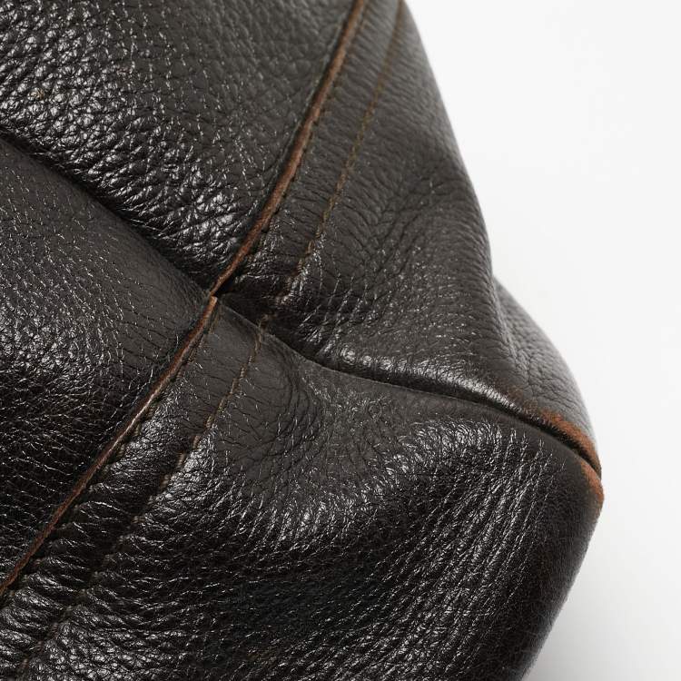 Pre Owned Yves Saint Laurent Choco Brown Leather Overseas Bucket Bag
