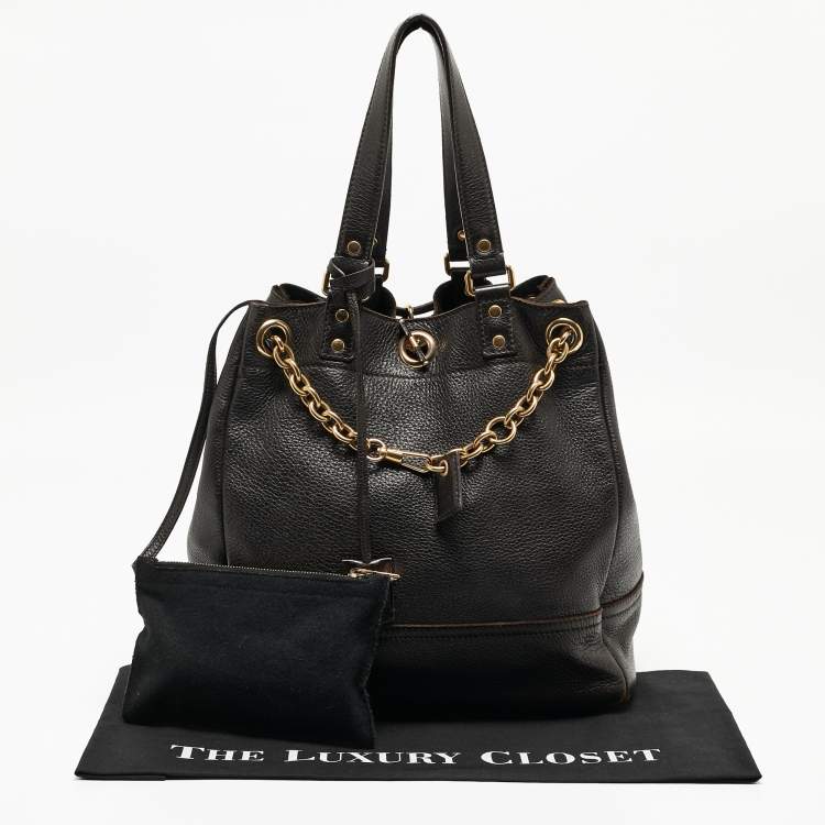 Pre Owned Yves Saint Laurent Choco Brown Leather Overseas Bucket Bag