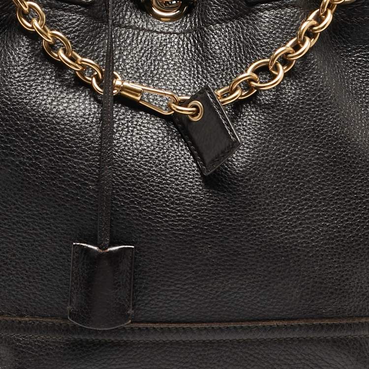 Pre Owned Yves Saint Laurent Choco Brown Leather Overseas Bucket Bag