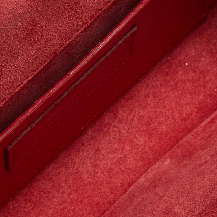 Pre Owned Saint Laurent Red Patent Leather Small Monogram Kate Chain Bag
