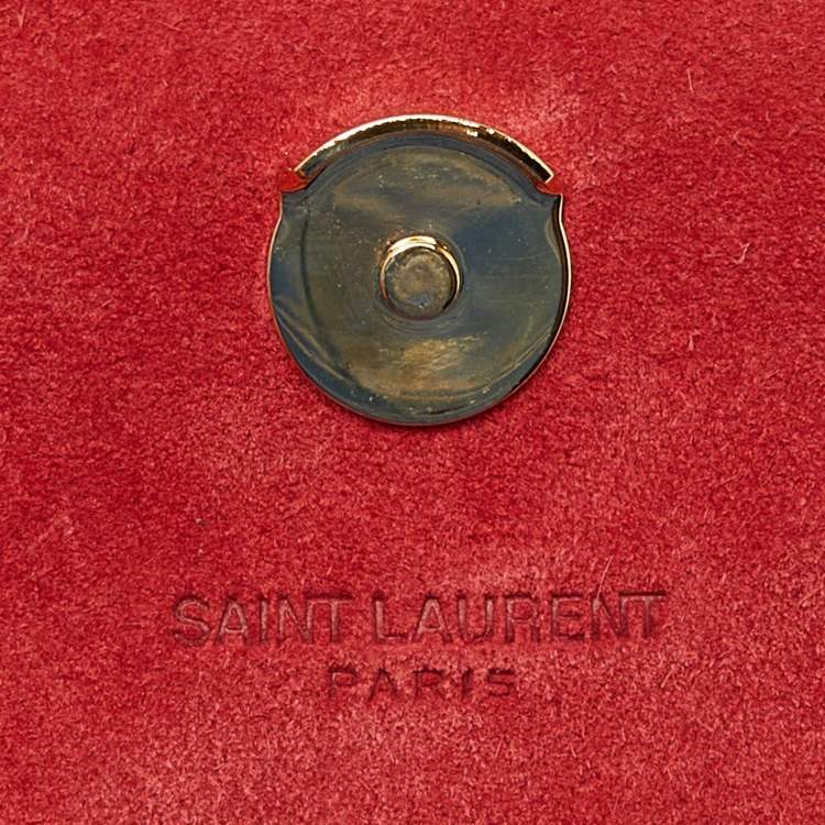 Pre Owned Saint Laurent Red Patent Leather Small Monogram Kate Chain Bag