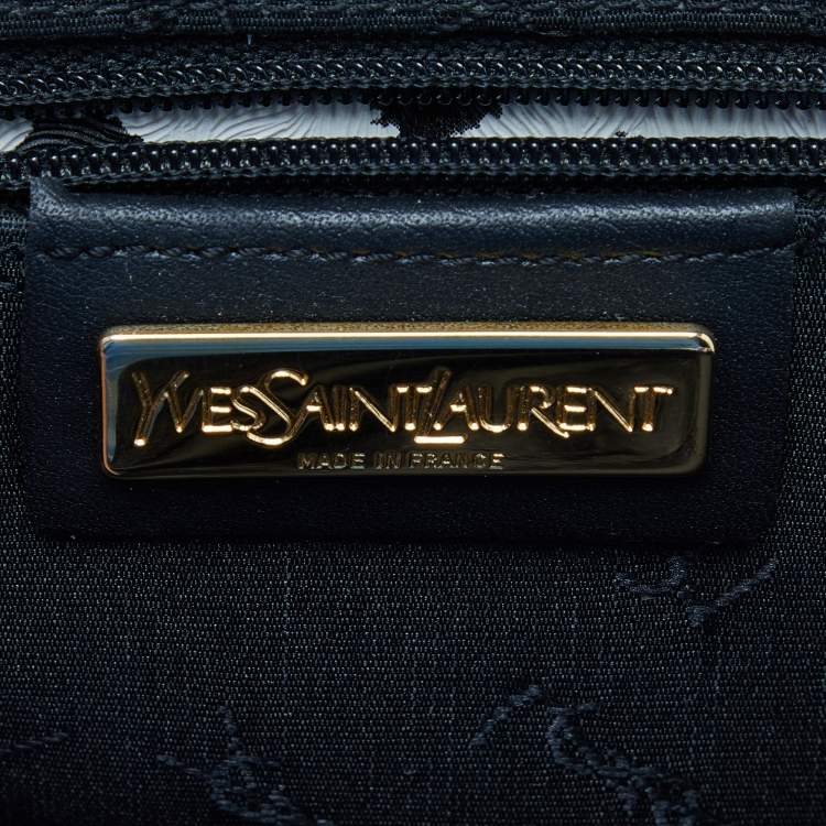 Pre Owned Yves Saint Laurent Black/White Leopard Print Coated Canvas and Leather Satchel