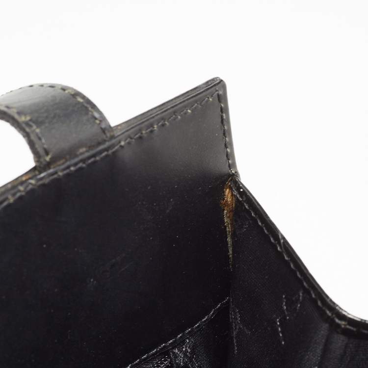 Pre Owned Yves Saint Laurent Black Shine Croc Embossed Leather Tote