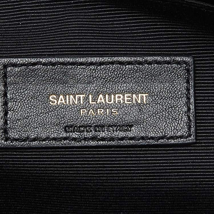 مملوكة مسبقًا Saint Laurent Black Matelassé Leather Monogram Wristlet Pouch