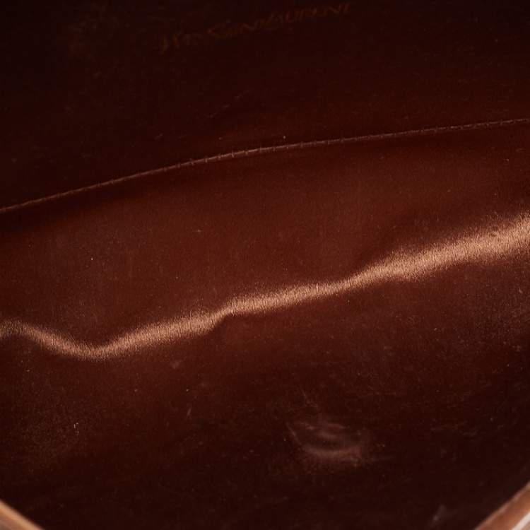 Pre Owned Yves Saint Laurent Beige Patent Leather Belle De Jour Flap Clutch