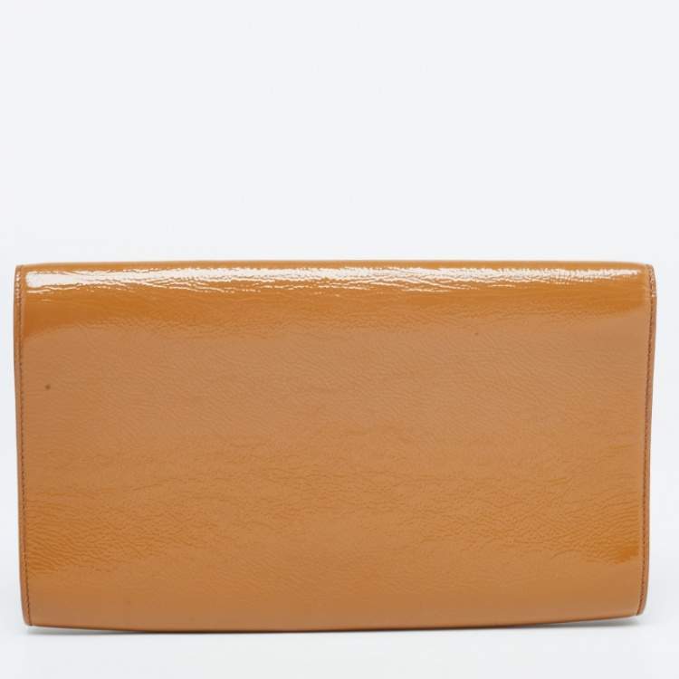 Pre Owned Yves Saint Laurent Beige Patent Leather Belle De Jour Flap Clutch