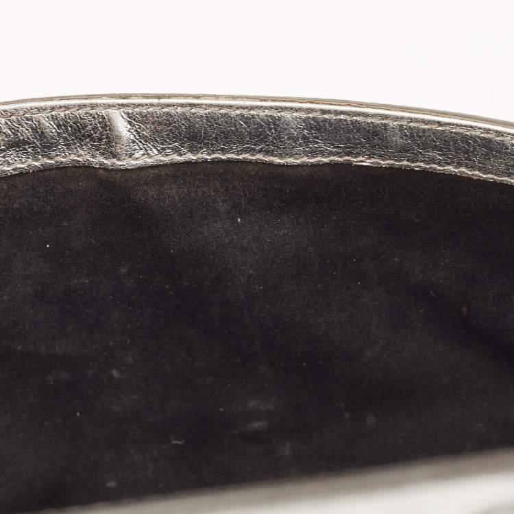 Pre Owned Yves Saint Laurent Silver Leather Belle De Jour Flap Clutch