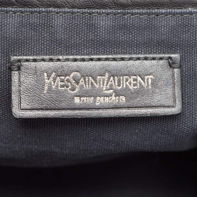 Pre Owned Yves Saint Laurent Black Leather and Patent Leather Easy Y Satchel