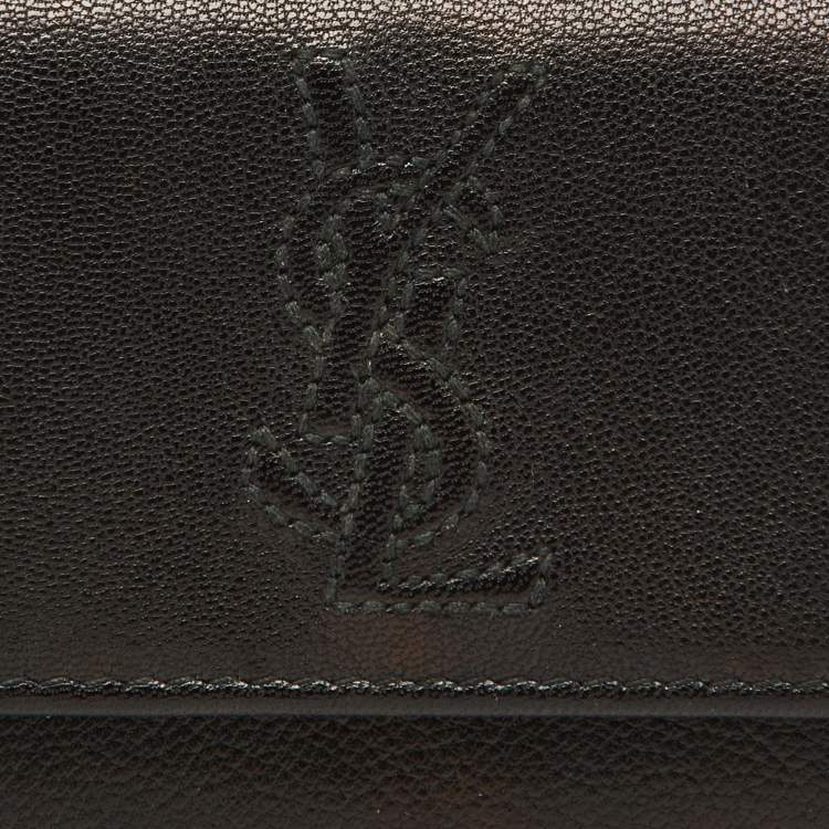 Pre Owned Yves Saint Laurent Black Leather Card Case