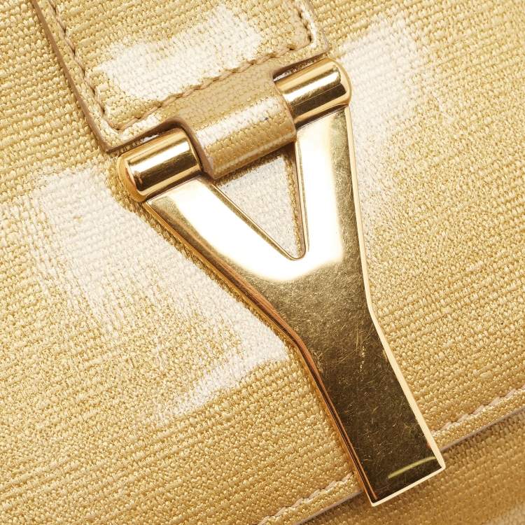Pre Owned Yves Saint Laurent Gold Leather Large Chyc Clutch