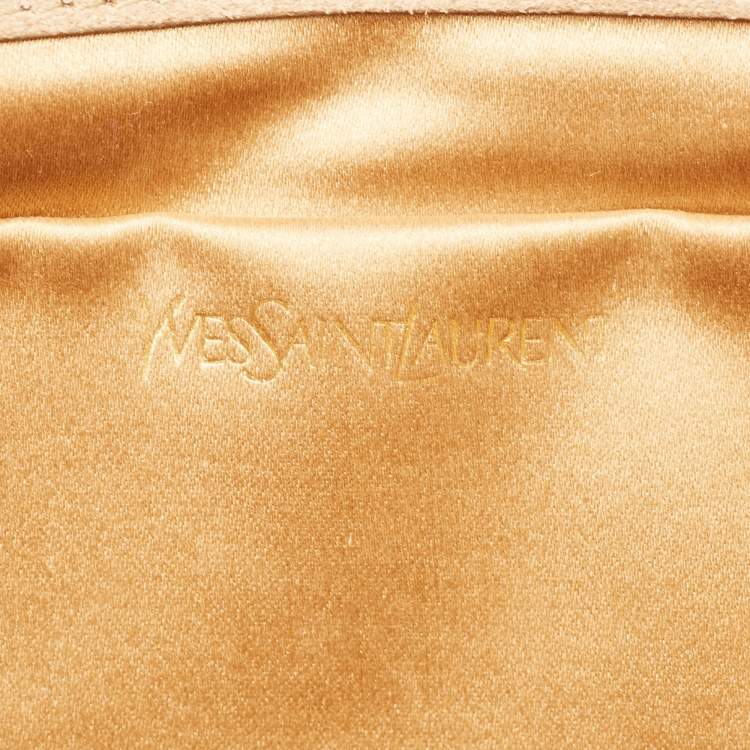 Pre Owned Yves Saint Laurent Gold Leather Large Chyc Clutch