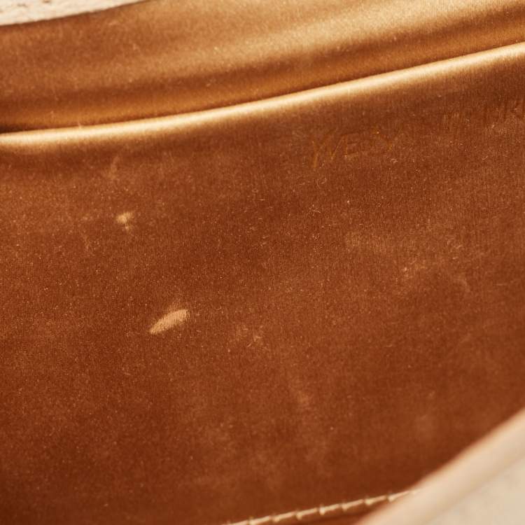 Pre Owned Yves Saint Laurent Gold Leather Large Chyc Clutch