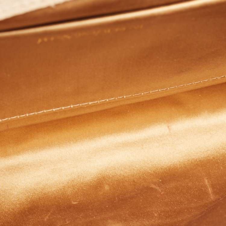 Pre Owned Yves Saint Laurent Gold Leather Large Chyc Clutch