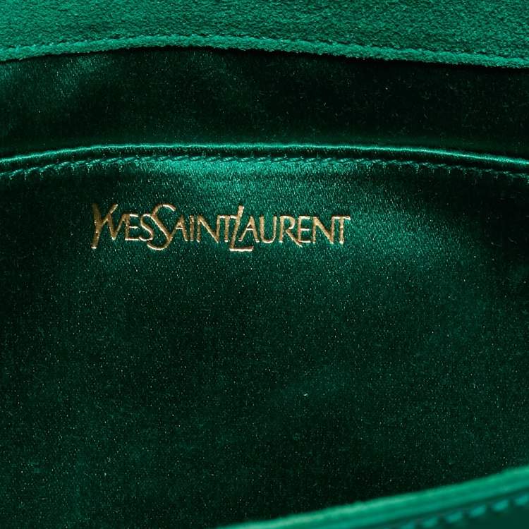Pre Owned Yves Saint Laurent Green Patent Leather Belle De Jour Flap Clutch