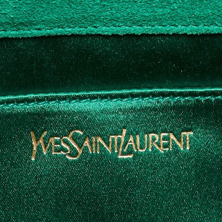 Pre Owned Yves Saint Laurent Green Patent Leather Belle De Jour Flap Clutch